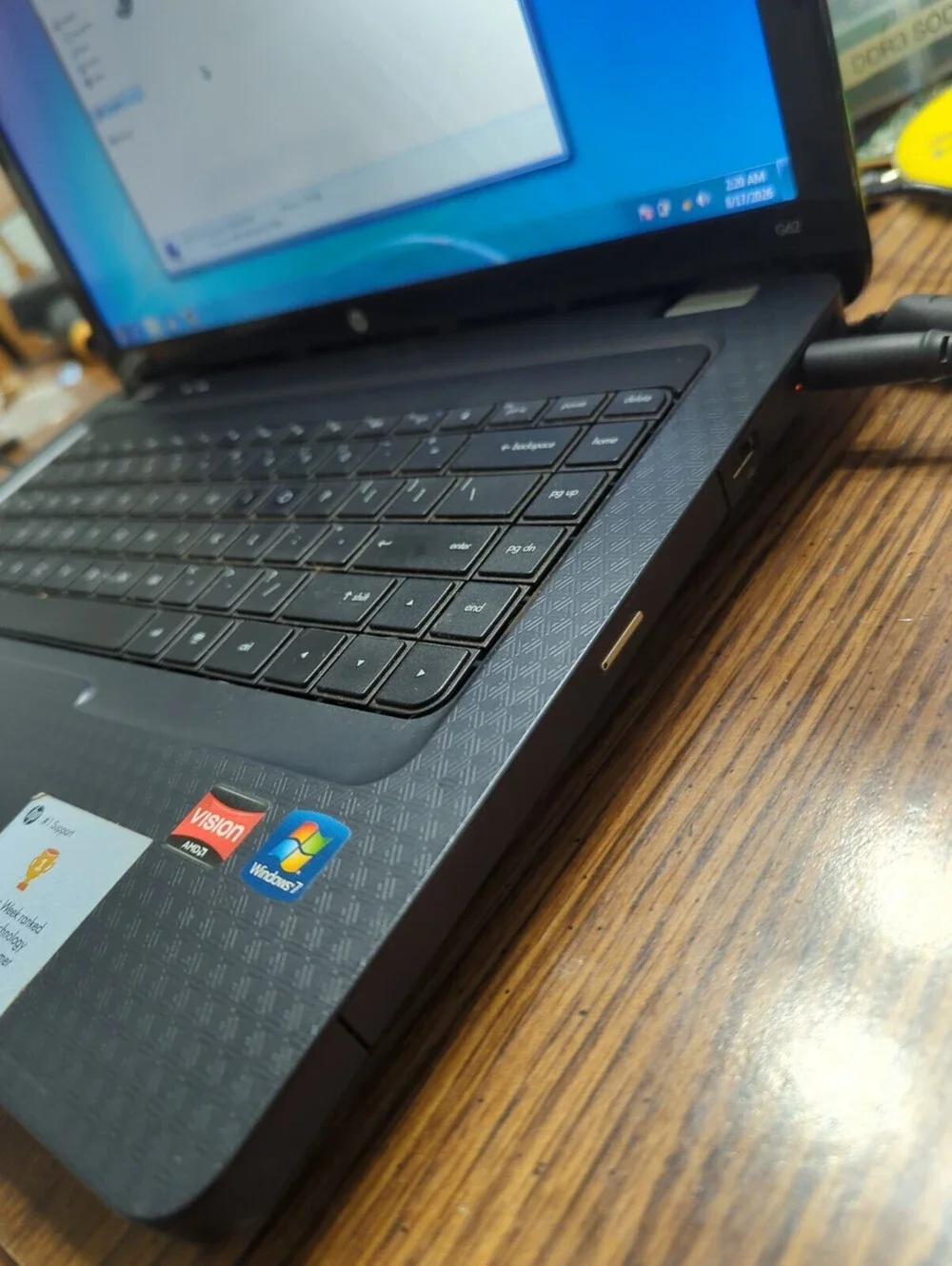 HP G62 Laptop Athlon P340, 4gb Ram, 40gb SSD, Win 7, DVD-RW, Wi-Fi, Webcam